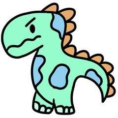 Hand drawn angry dinosaur for cartoon character, comic, mascot, standee, amusement park, theme park, plush toy, kid doll, cute patches, shirt print, sticker, reptile, wildlife animal, mad emoji