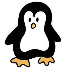 Hand drawn penguin for cartoon character, comic, mascot, zoo, souvenir shop, standee, amusement park, theme park, plush toy, kid doll, cute patch, shirt print, sticker, wildlife animal, vacation