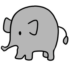 Hand drawn elephant for cartoon character, comic, mascot, zoo, souvenir shop, standee, amusement park, theme park, plush toy, kid doll, cute patch, shirt print, sticker, wildlife animal, pet, vet