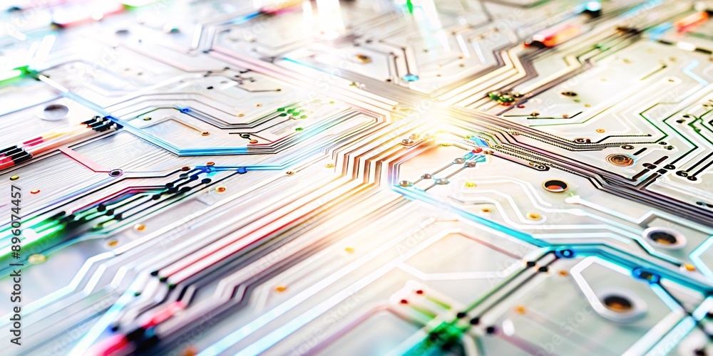 Aufkleber abstract close-up of colorful circuit board. vibrant close-up of a circuit board showcasing detailed