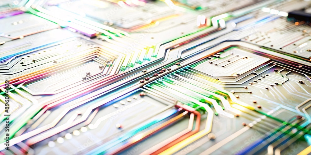 Aufkleber abstract close-up of colorful circuit board. vibrant close-up of a circuit board showcasing detailed