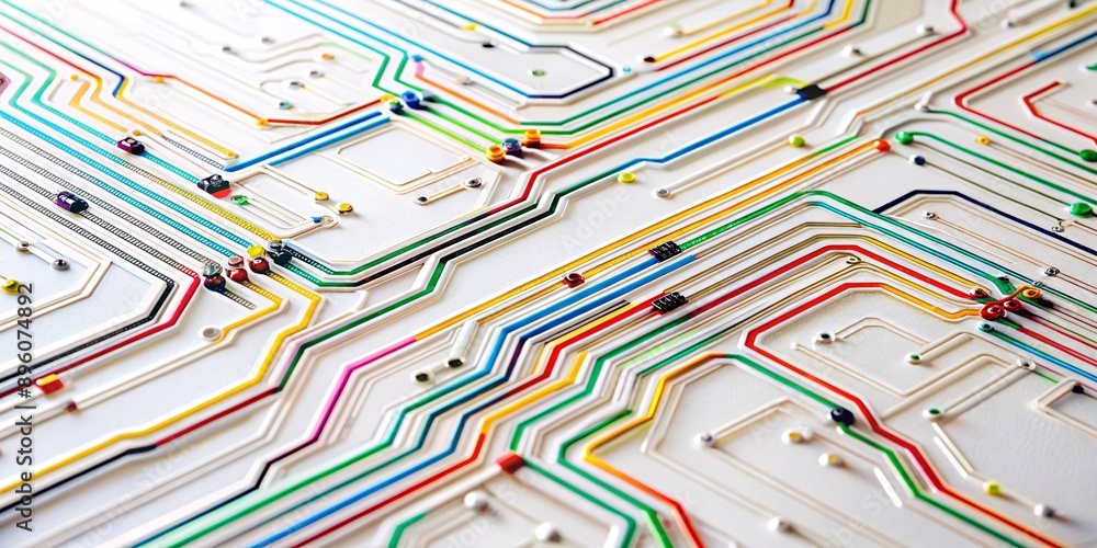 Aufkleber abstract close-up of colorful circuit board. vibrant close-up of a circuit board showcasing detailed