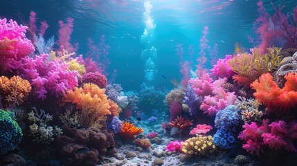 Naklejka premium Vibrant Underwater Coral Reef Ecosystem