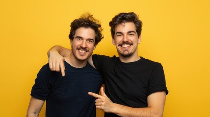 The friends in casual clothing