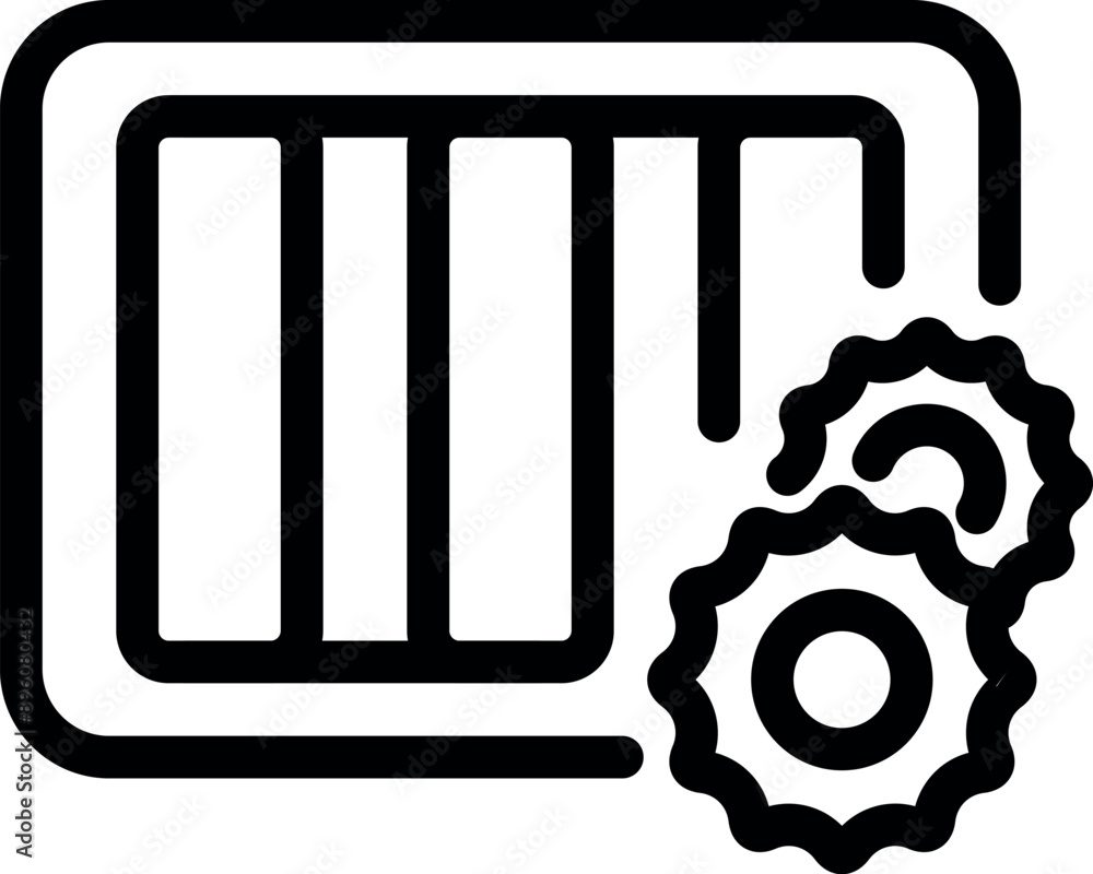 Poster server room optimization is represented by a server rack and turning gears, symbolizing data process