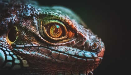 Fototapeta premium close up of a green iguana