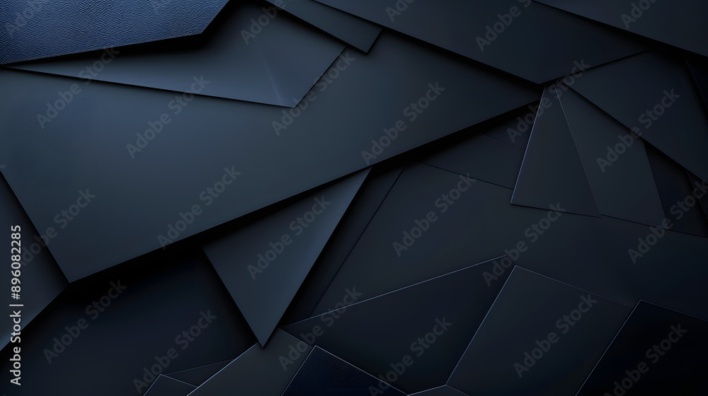 Poster an abstract image featuring geometric dark blue folded panels, creating a modern and sophisticated d