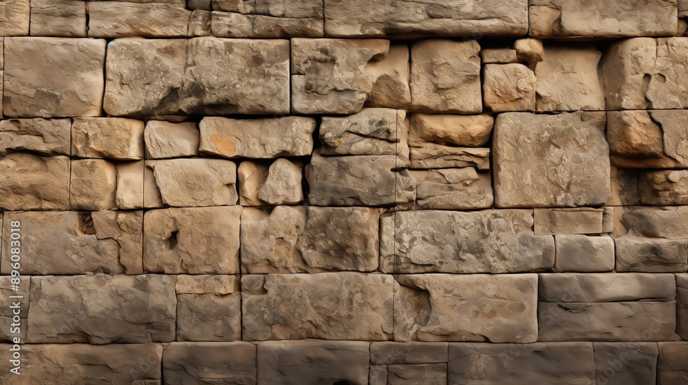 Poster close-up view of a textured stone wall, showcasing the unique patterns and colors of natural rock fo