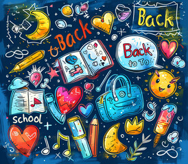 Obraz premium Mega Doodle Set: Back to School and More