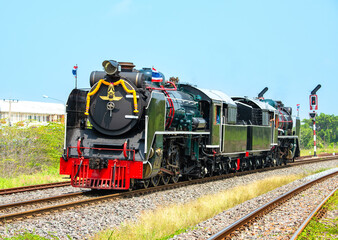 Pacific steam locomotive before making a special train at the locomotive depot State Railway of Thailand