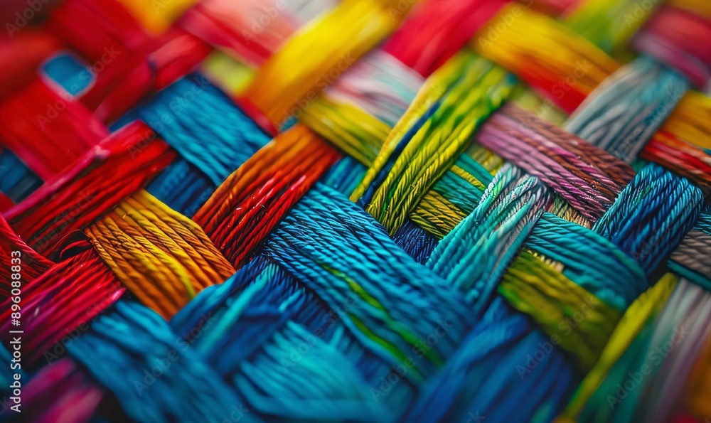 Aufkleber colorful tapestry of intersecting yarn lines, creating a complex, vibrant mosaic effect
