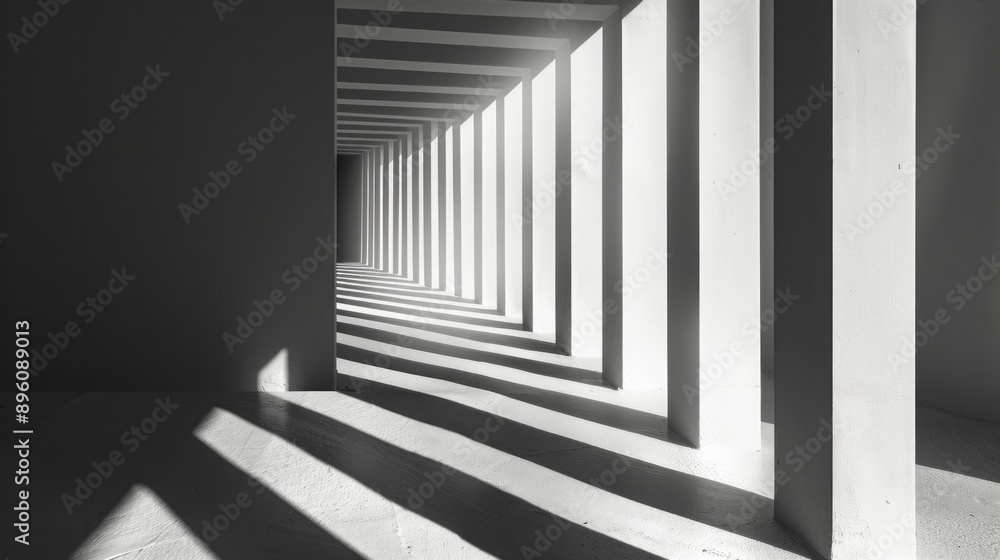 Poster a mesmerizing interplay of light and shadow, creating an optical illusion that draws the viewer in.