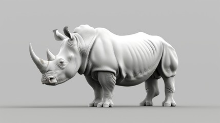 Obraz premium White Rhinoceros 3D Model Render