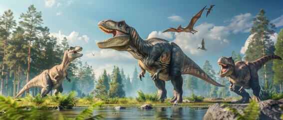 Tyrannosaurus Rex in a Prehistoric Forest