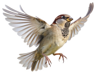 PNG Sparrow in mid-flight motion