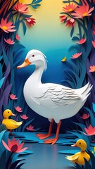Obraz premium A mesmerizing paper-cut animation of the Duck comes to life on the screen