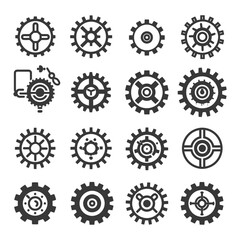 minimalist line art icon gear collection set logo symbol