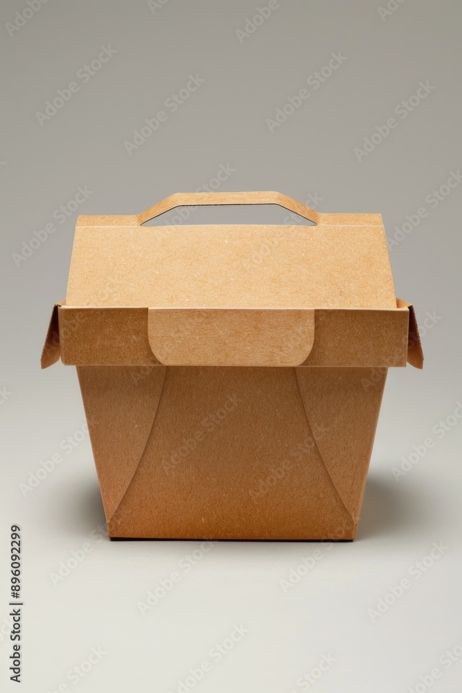 Poster A simple brown box with a handle on a gray background, ideal for use in product photography or as a placeholder image