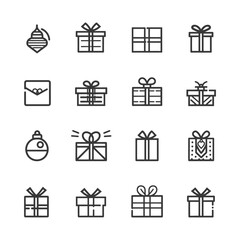 minimalist line art icon gifts presents collection set logo symbol