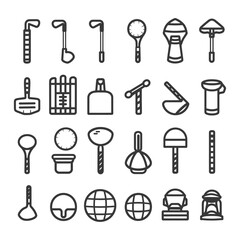 minimalist line art icon golf collection set logo symbol