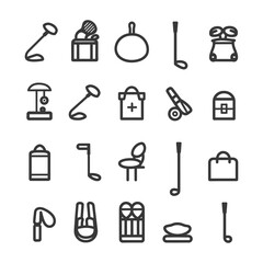 minimalist line art icon golf collection set logo symbol