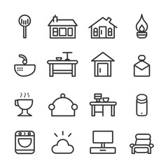 minimalist line art icon home collection set logo symbol