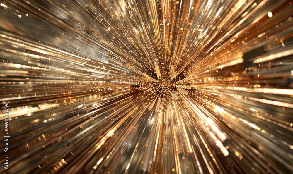 Aufkleber metallic threads woven into a shimmering, abstract starburst pattern, combining texture and light fo