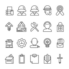 minimalist line art icon job collection set logo symbol