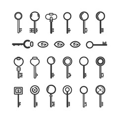 minimalist line art icon key collection set logo symbol