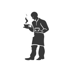 minimalist line art icon barista in action logo symbol