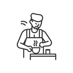 minimalist line art icon barista in action logo symbol