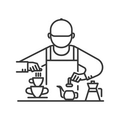 Obraz premium minimalist line art icon barista in action logo symbol