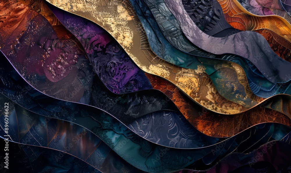 Aufkleber textured abstract artwork with layered patterns, rich colors, and a sense of depth and complexity