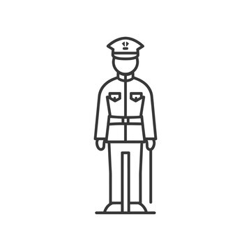officer standing, line art, uniform clip art preview