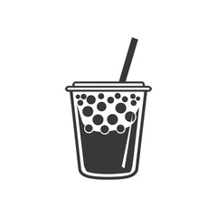 minimalist line art icon black and white cup of bubble tea logo symbol
