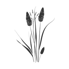 minimalist line art icon black water reed plant cattails leaf logo symbol