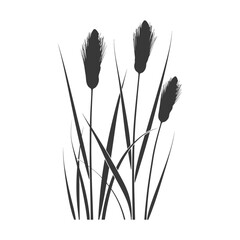 minimalist line art icon black water reed plant cattails leaf logo symbol