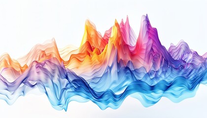 Colorful 3D graph with flowing peaks and valleys on a light background,watercolor