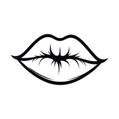 Plump lips, isolated line art, Hand drawn illustration, Vector