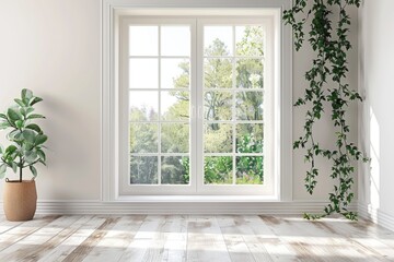 A quiet space with a window and a decorative plant