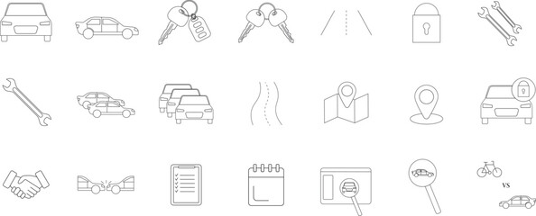 Sale of cars. Set of vector icons. Images for car sale.