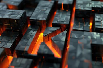 Fototapeta premium Close up shot of a bunch of metal cubes
