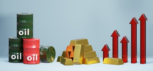 Rising Oil and Gold Prices ,3D 
