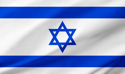 Israel flag background with waving fabric texture