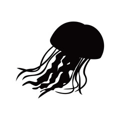 jellyfish silhouette design. wildlife underwater illustration. © redranger