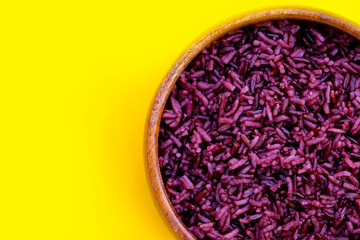 Cooked black berry rice in bowl