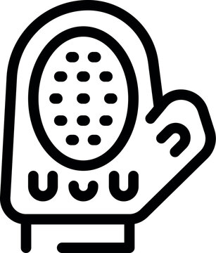 recommend clip art: Black and white line art icon of a silicone oven mitt, emphasizing the heat resistant properties for safe handling of hot cookware