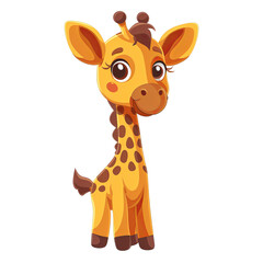 illustration of a cute and lovely happy giraffe on the transparent background. generative ai