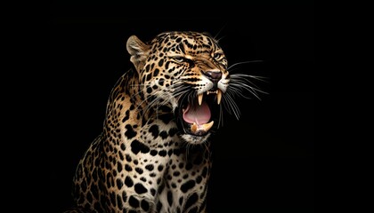 Obraz premium Front view of panther on dark background in the predator series, captured in digital art