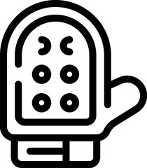 Line art icon of a kitchen glove, ideal for representing cooking, baking, or heat protection